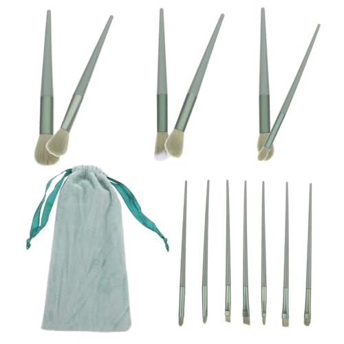 Pinceaux de maquillage anti-gaspillage de poudre avec sac de beauté vert