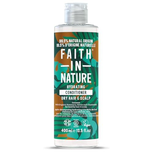 Faith In Nature Natürliche Kokosnuss-Spülung, Feuchtigkeitsspendend, Vegan und Frei von Tierversuchen, Ohne SLS Oder Parabene, Für Normales bis Trockenes Haar, 400ml