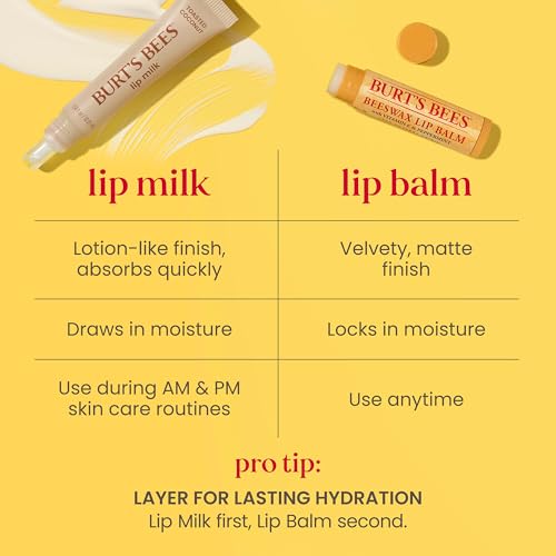 Burt’s Bees Lip Milk, Daily Lip Moisturizer, Toasted Coconut, Vitamin Enriched Moisturizing Lip Balm with Almond Milk and Jojoba Oil, Hydrating for Softer Lips, 1 Tube, 0.34 Fl Oz - image 6