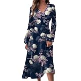 【Merkmale】: Damen Midikleid, Hochzeit Gast Kleid, Langarm, Wickel V-Ausschnitt, Festlich Pailletten Glitzer Kleid, Gürtel, Hohe Taille, Rüschen, fließender A-Linien Kleid