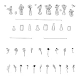 Flowers Vase Clear Stamps for Card Making and Photo Album Decorations, Small Plants Bottles Rubber Stamps Flowers Leaves Stamps Seal for DIY Scrapbooking