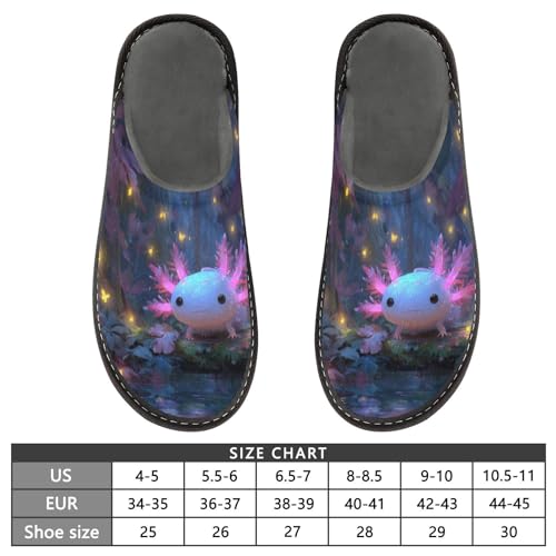 Slippers for Women Axolotl in Forest Soft Fuzzy Women's Slippers Indoor and Outdoor Shoes3