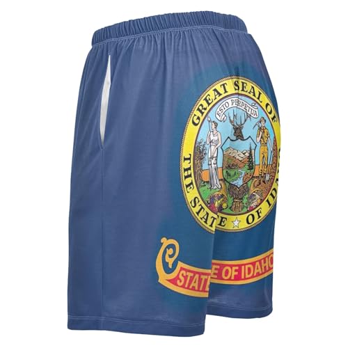 Cute Pajama Shorts for Men Casual Cool Athletic Idaho State Flag Lounge Shorts Pj Sleepwear S3