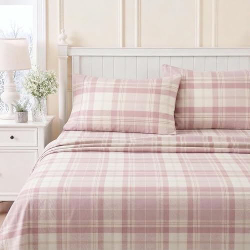 Image of Laura Ashley - Queen Cotton Flannel Sheet Set with Pillowcases