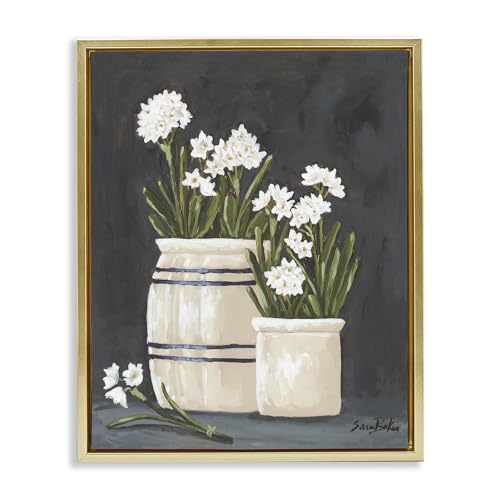 Vintage Crocks Paperwhites Floral, 24 x 30 Inch Canvas in Floater Frame