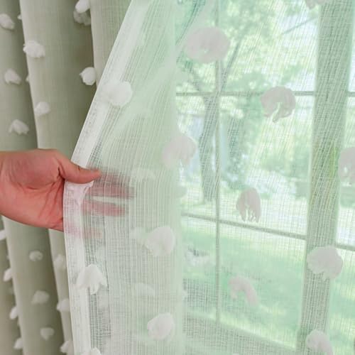 Image of Green Room Darkening Curtain for Girls Nursery Bedroom 52x84 Inch