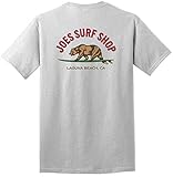 Joe's USA Surf Shop Surfing Bear Logo Heavy Cotton T-Shirt-M-Ash/c