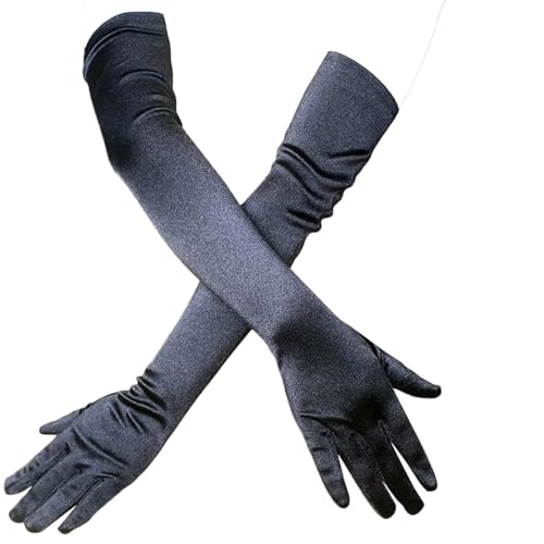 Women Elbow Length Stretch Satin Gloves Elegant Evening Style For Prom Wedding And Vintage Fashion