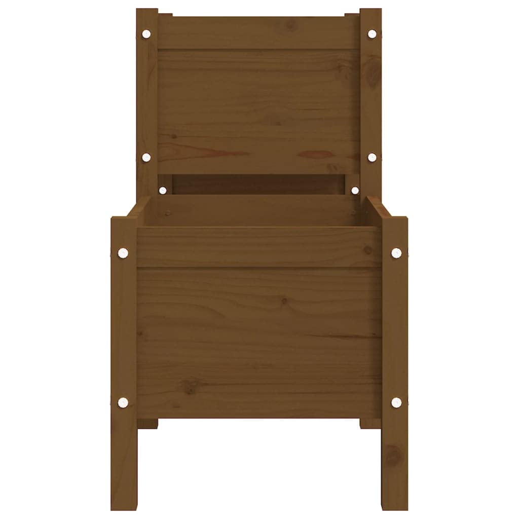 Macetero grande exterior para balcón, color marrón miel, 178,5 x 44 x 75 cm, madera maciza de pino, solución ideal para jardinería que ahorra espacio y plantas sanas