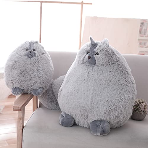 Winsterch Kids Cat Stuffed Animals Plush Cat Toy Birthday Gifts for Boys,Plush Cat Stuffed Animals Baby Doll,Fat Grey Stuffed Plush Cat Animal Toy (Gray, 10 Inches) - Thumbnail 2