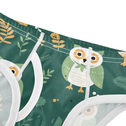 KLL Owl Cute Cartoon Forest Green Boys Toddler Pure Cotton Briefs Underwear Cute Undies4