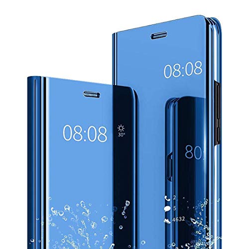 Image of Clear View Smart Stand Mirror Flip Case Cover for Mi Redmi Note 9 Pro /Redmi Note 9 Pro Max /Poco M2 Pro - Blue