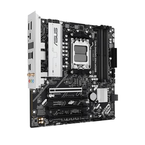 Image of ASUS B850 MAX Gaming WiFi W - AMD AM5 ATX Motherboard, White PCB, DDR5, PCIe 5.0 Ready, 3X M.2, Wi-Fi 6E, 2.5Gb LAN, USB 10Gbps Type-C, DisplayPort, HDMI, BIOS Flashback, Aura Sync, ASUS AI Advisor