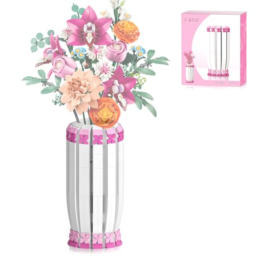 aphpaio Pink Vase for Flower Sets 10347, 10280, 10328, 10342, Perfect for Displaying Artificial Flowers, Valentine's Day for Women, Girls, and Adults (Vase Only) - image 1