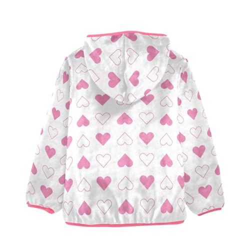 OTVEE Valentine Pink Heart Pattern Kids Hoodie Jacket Fall Spring Full Zip Warm Outwear Hooded Coat2
