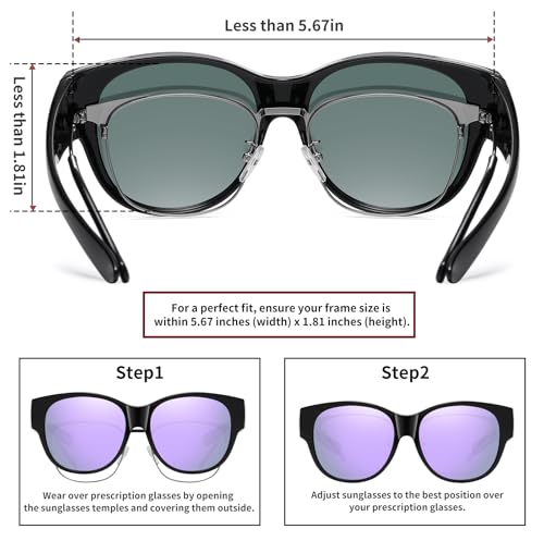 Image of HAOLOTA Fit Over Glasses Sunglasses for Women Polarized | Over Glasses Sun Glasses, UV400 Polarized Lens, Trendy Cat Eye Sunglasses, Lightweight and Flexible, Driving, Daily Use