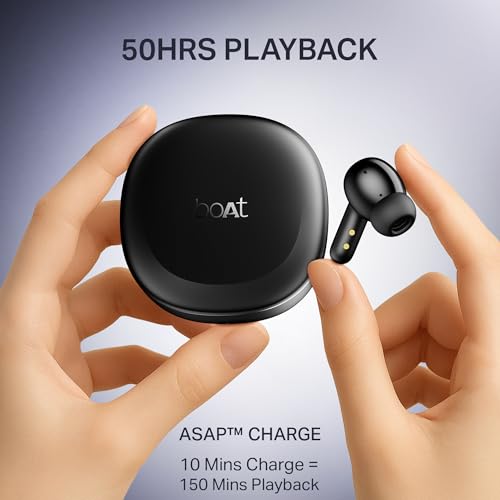 Image of boAt 2025 Launch Airdopes Prime 511, Volume Swipe Control, 50hrs Battery, 4Mics ENx, Multipoint Connection, App Support, Bluetooth Earbuds, TWS Ear Buds Wireless Earphones with mic (Active Black)