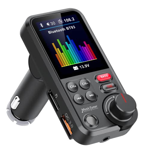 Manos Libres Para Coche GizmoVine Transmisor Bluetooth Coche, Micrófono Fuerte Adaptador Radio Bluetooth Coche Mechero con Pantalla a Color de 1.8...