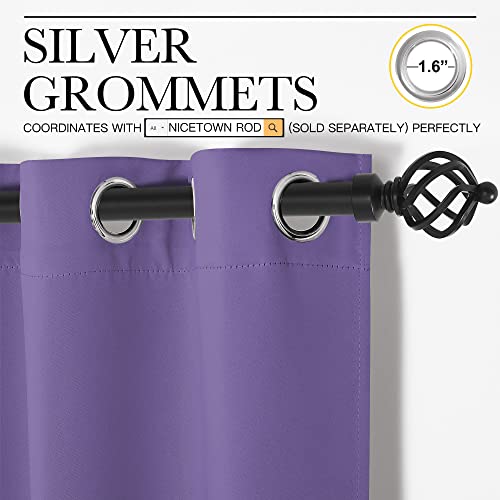 Image of NICETOWN Window Curtain Panels, Thermal Insulated Solid Grommet Blackout Draperies /Drapes for Basement (Lilac Purple, 1 Pair, 34 by 54-inch)