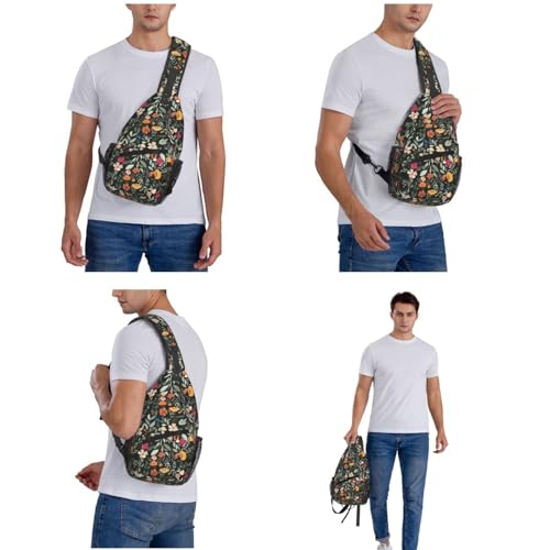 Image of Crossbody Bag FLoral Leaf Sling Bag Backpack Chest Bags Shoulder Bag for Women Men