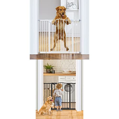 InnoTruth 29-39.6" Baby Gate 30" Tall Black & White for The House with One-Hand Operation and 180° Opening Both Sides.