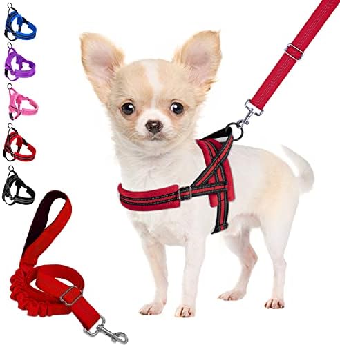 Eyein No Pull Small Dog Harness & Lead, Heavy Duty Easy for Walk Vest Harness Soft Padded Reflective Adjustable Puppy Harness Anti-Twist Pet Lead Quick Fit for Small Dog Cat Animal (S, Pink)