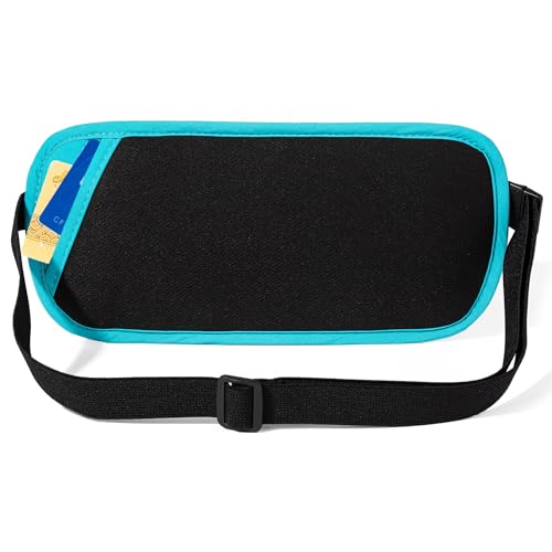 Image of Money Belt - Slim Passport Holder RFID Blocking Travel Wallet Undercover Fanny Packs for Men Women - Blue