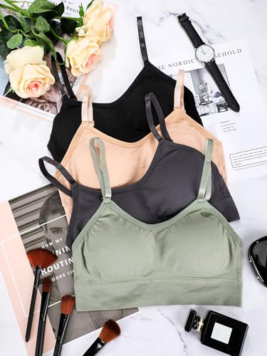 Image of Geyoga Neck Bralettes Wireless Cami Bra Tank Top Sports Bra for Women Girls