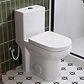 HOROW HWMT-8733U Small Compact One Piece Toilet, Power Dual Flush Toilet For Bathroom, Water Saving Toilet With Soft Closing Seat, Quick Release & UF Seat, White Toilet Bowl, 12'' Rough-in