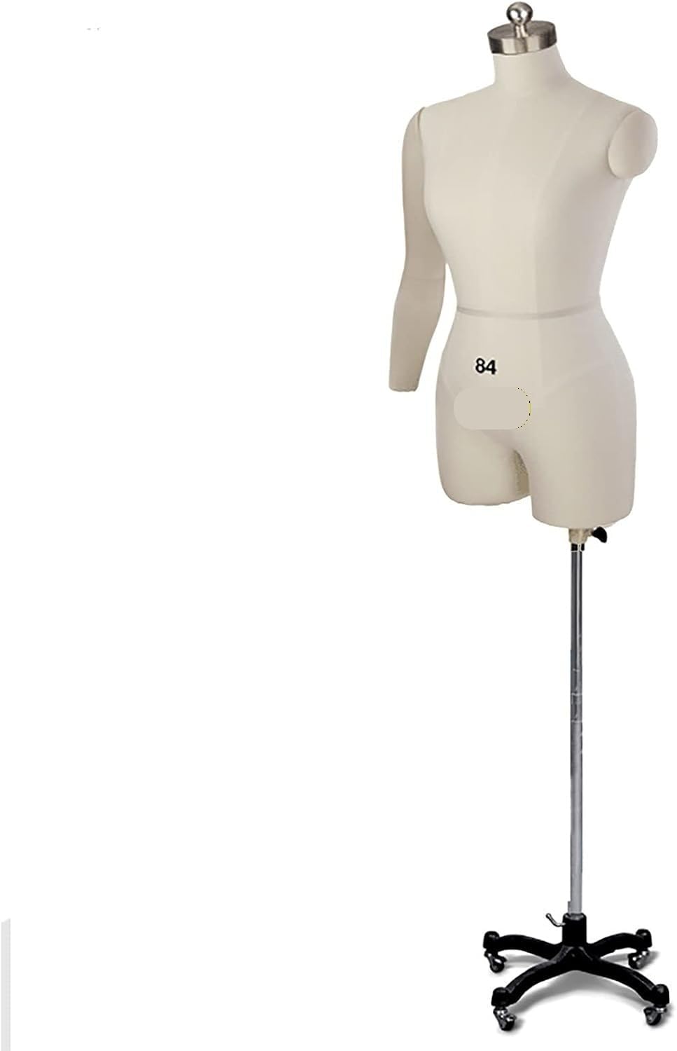 Przypinany tułów żeńskiego manekina do szycia z regulowaną podstawą i kółkami(White,Medium)