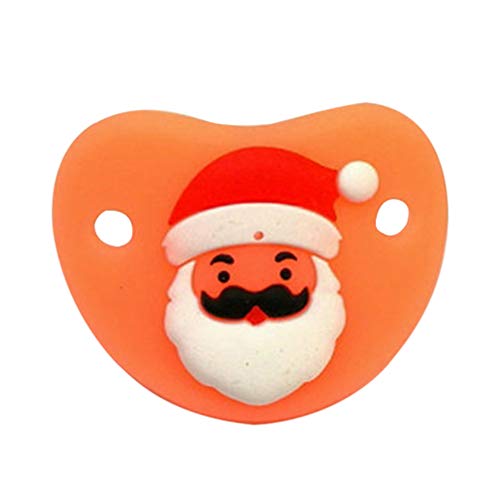 Garneck chupete recién nacido para bebés chupete de vacaciones chupete de pezón de silicona suave bpa gratis navidad santa claus chupete regalo de año nuevo para bebés de 0 a 3 años (patrón aleatorio)