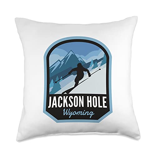 Jackson Hole Wyoming Ski Mountain Throw Pillow