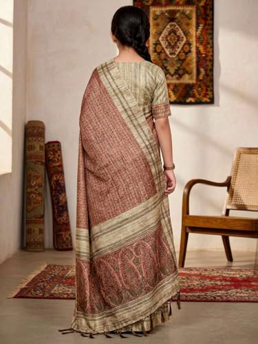 Image of AKHILAM Women's Shimmer Pashmina Silk Abstract Printed Saree With Unstitched Blouse Piece (BBABY7502 AI Parent)