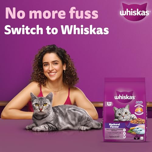 Image of Whiskas Adult (1+ Years) Dry Cat Food, Mackerel Flavour, 1.2 kg, Contains 41 Essential Nutrients, Complete & Balanced Nutrition for Adult Cats