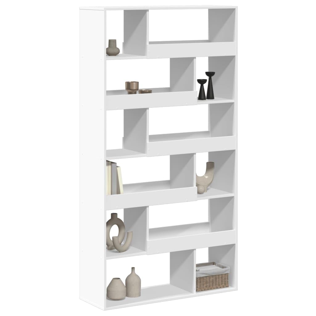 Divisorio bianco, 100 x 33 x 187,5 cm, in legno con 12 scomparti aperti, scaffale versatile per soggiorno, studio, corridoio e camera da letto, robusto mobile organizzativo