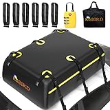 KING BIRD Rooftop Cargo Carrier Bag, 20 Cubic Feet 100% Waterproof Car Top Carrier with Non-Slip Bottom + 6 Door Hooks + Luggage Lock Fits All Vehicles with or Without Roof Rack