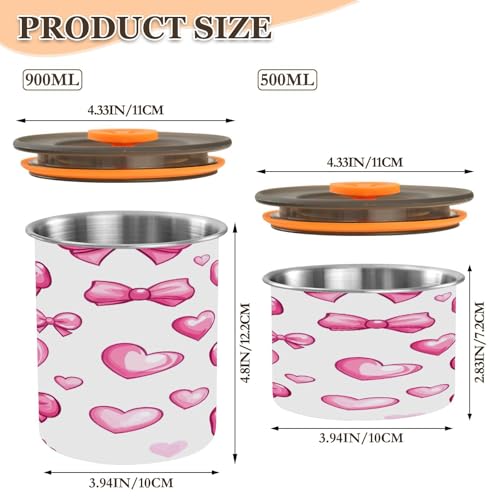 Envase hermético para café vacío Qilmy Bow Pink acero inoxidable 30 oz miniatura 3