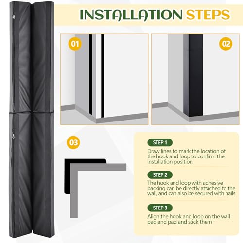 Image of Wonderjune Wall Corner Guards Edge Protector Heavy Duty Foam Corner Protectors for Wall Waterproof 2 Sides Padding for Gyms, Basketball Court, Kindergarten, Playrooms, Garages(6ft,Black)