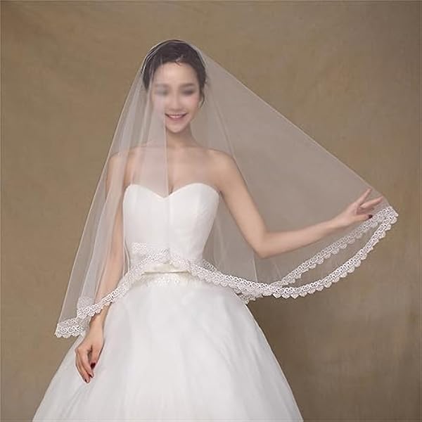 HYIOLR Kant Zachte Bruid Bruiloft Sluier Jurk Accessoires Bruiloft Hoofdtooi 1.5 m Geborduurde Kant