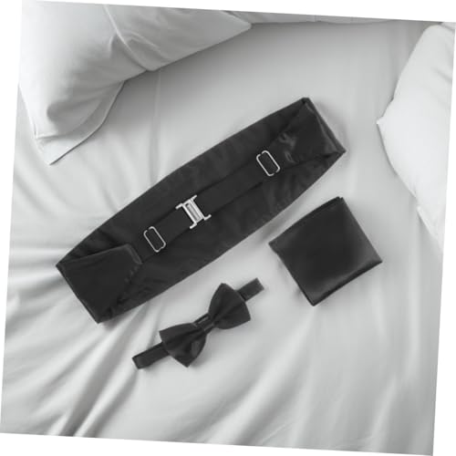 Set de Cummerbund y Corbata de Moño Negro para Hombre miniatura 6