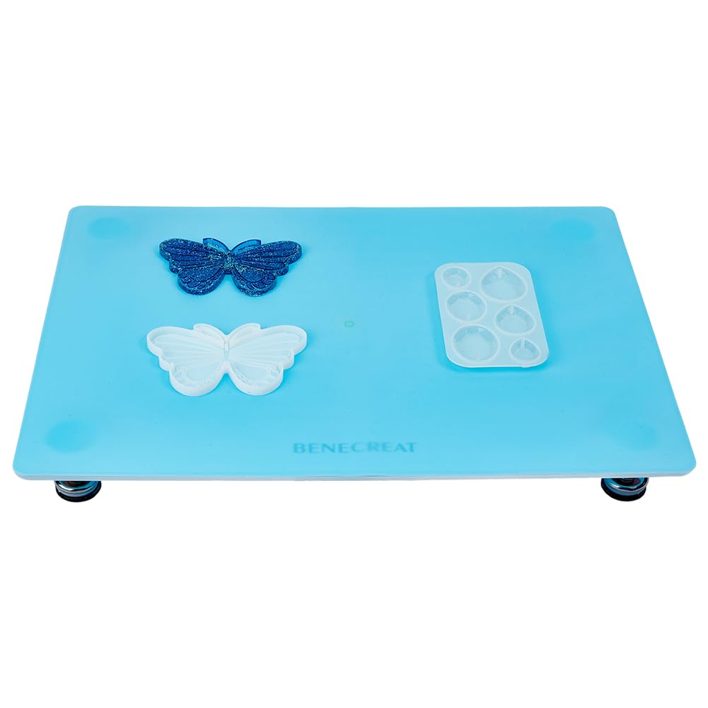 BENECREAT Leveling Table for Resin, 15.7x11.8 Inch Acrylic Adjustable Resin Leveling Table with Rubber Mat, Multipurpose Acrylic Pouring Tool for