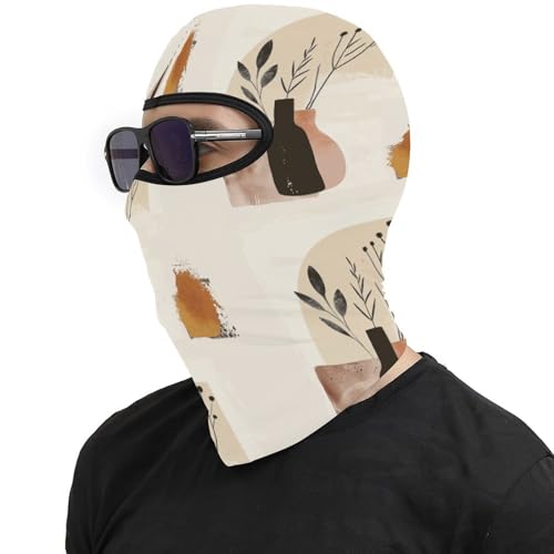 Pasamontaña térmico para hombre y mujer, máscara facial estampada en beige y marrón, ideal para esquí, motocicleta y clima frío miniatura 4