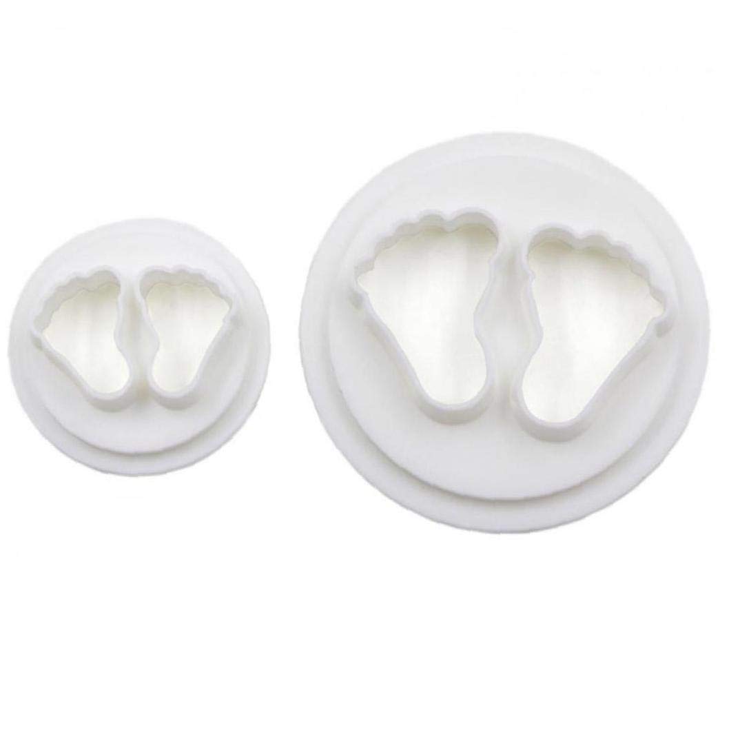 Tossper Silver 2Pcs Baby Feet Shape Cookie Cutters, For Sugarcraft Biscuit Pastry Baking Fondant Cutter Cake