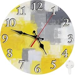 Britimes Round Wall Clock Silent Non Ticking Battery Operated Clock 10 Inch, Grey Yellow product photo Britimes Round Wall Clock Silent Non Ticking Battery Operated Clock 10 Inch, Grey Yellow product