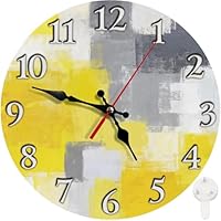 Britimes Round Wall Clock Silent Non Ticking Battery Operated Clock 10 Inch, Grey Yellow 2