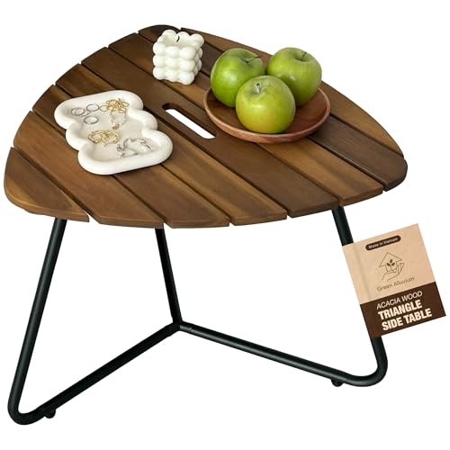 Portable Adirondack Side Table 15'H - Wood & Metal Patio Table for Indoor & Outdoor Use - Small Outdoor End Table for Picnic, Camping, Adirondack Chair, Great Father's Day Gift | Golden Teak Finish