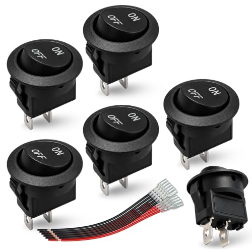 Interruptor Redondo Basculante ON/OFF 6A/250V 10A/125V, 2 Pinos, 20 mm, 5 Unidades