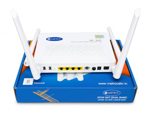 Image of Metro XPON Fiber Router | 4GE + 1VOICE + Dual Band WiFi | XPON Up to 1.2Gbps | Wi-Fi 2.4GHz, 5GHz | Dual Band ONT for BSNL, Railtel & Local ISP Supported