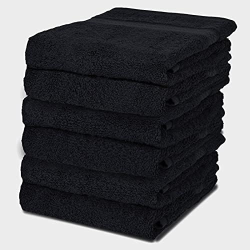 Egyptian Cotton Towels Soft & Super Absorbent Hand Towels Ring Spun Quick Dry Multipurpose Towel Set for Bathroom, Spa, Gym & Guests (Black)