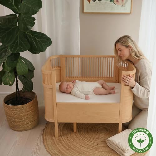 Image of Crib Sheets - Organic Cotton Muslin Fitted Crib Sheet - Standard Size for Baby Boy and Baby Girl 28 inch x 52 inch Ultra Breathable. 2-Pack(Soft White)